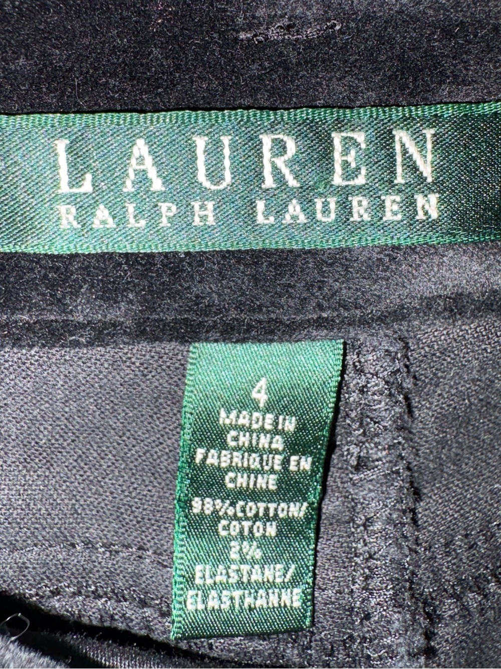 Lauren Ralph Lauren Black Velvet Pants 5 Pockets Straight Leg - Picture 5 of 6